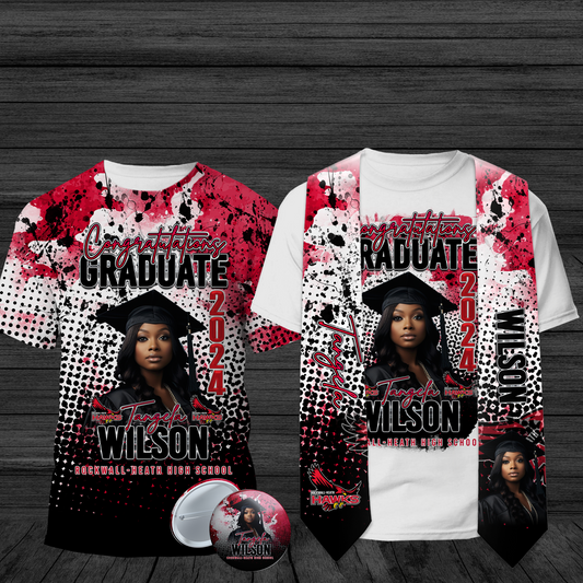 Graduation Bundle : Shirt, Stole, and Button